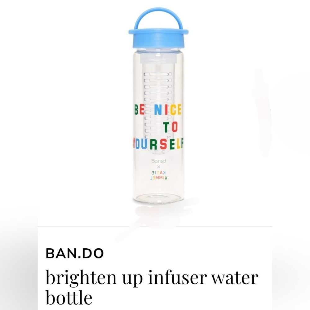 NEW ban.do Glass Water Bottle with Infuser Handle Be Kind To Yourself